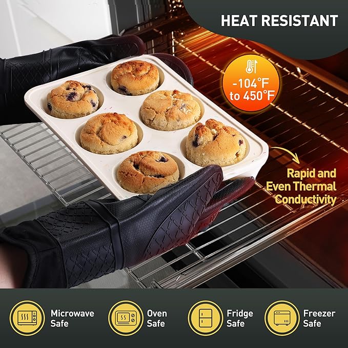 2 Pack 6 Cups Silicone Mini Muffin Pan with Metal Reinforced Frame Silicone Molds Cupcake Cake Baking Pans Cookie Baking Chocoflan Cupcake Mold Cake Molds Kitchen Baking Mom Gift Home Essentials