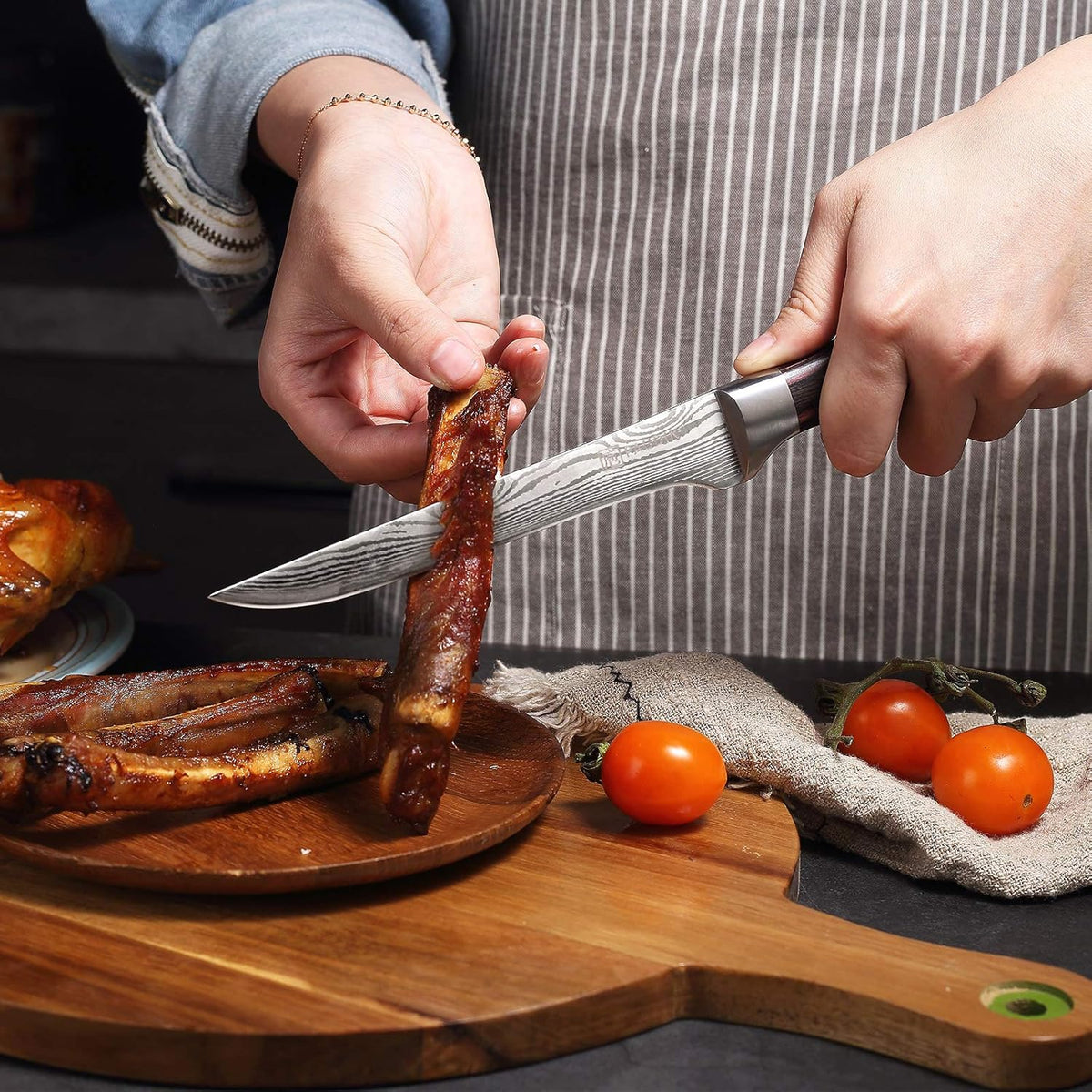 PAUDIN Boning Knife 6 Inch, Super Sharp Fillet Knife, German High Carbon Stainless Steel Deboning Knives, Professional Boning Knives for Meat Poultry Chicken, Pakkawood Handle with Gift Box