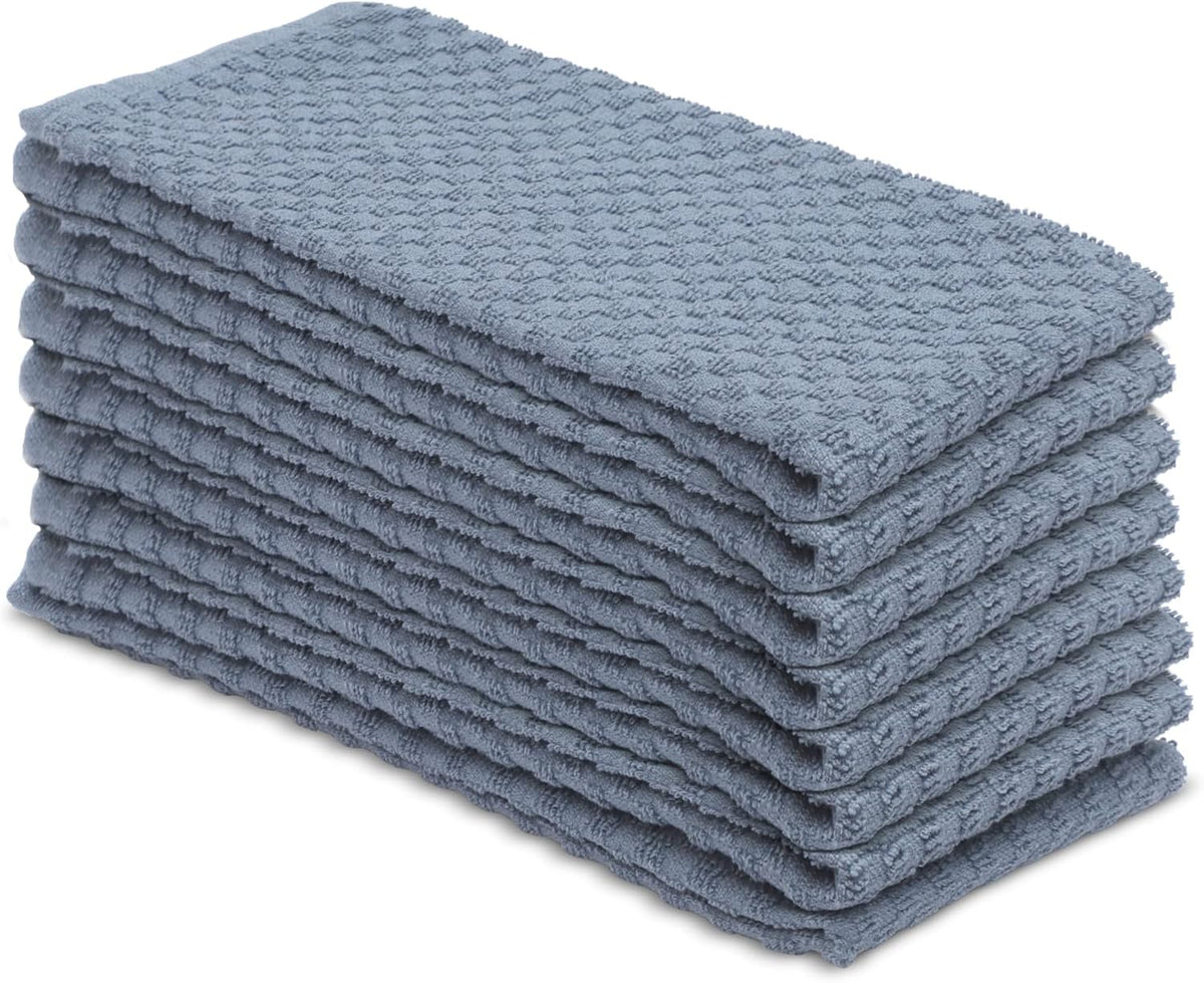 DG Collections Grey Kitchen Towels - 100% Cotton Terry Tea Towels for Cleaning, Drying, and Highly Absorbent Kitchen Dish Cloth for Bar Cleaning - 8 Pack - 15 x 25 Inches