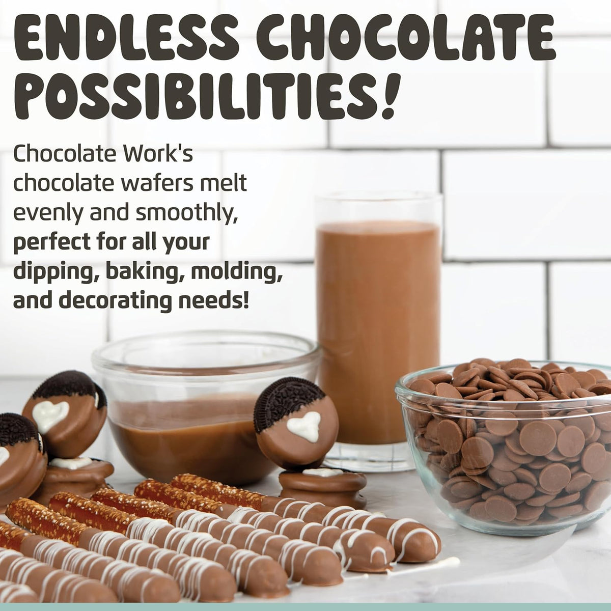 Chocolate Works Milk Chocolate Melting Chocolate Wafers, 2.5lb (Pack of 1)