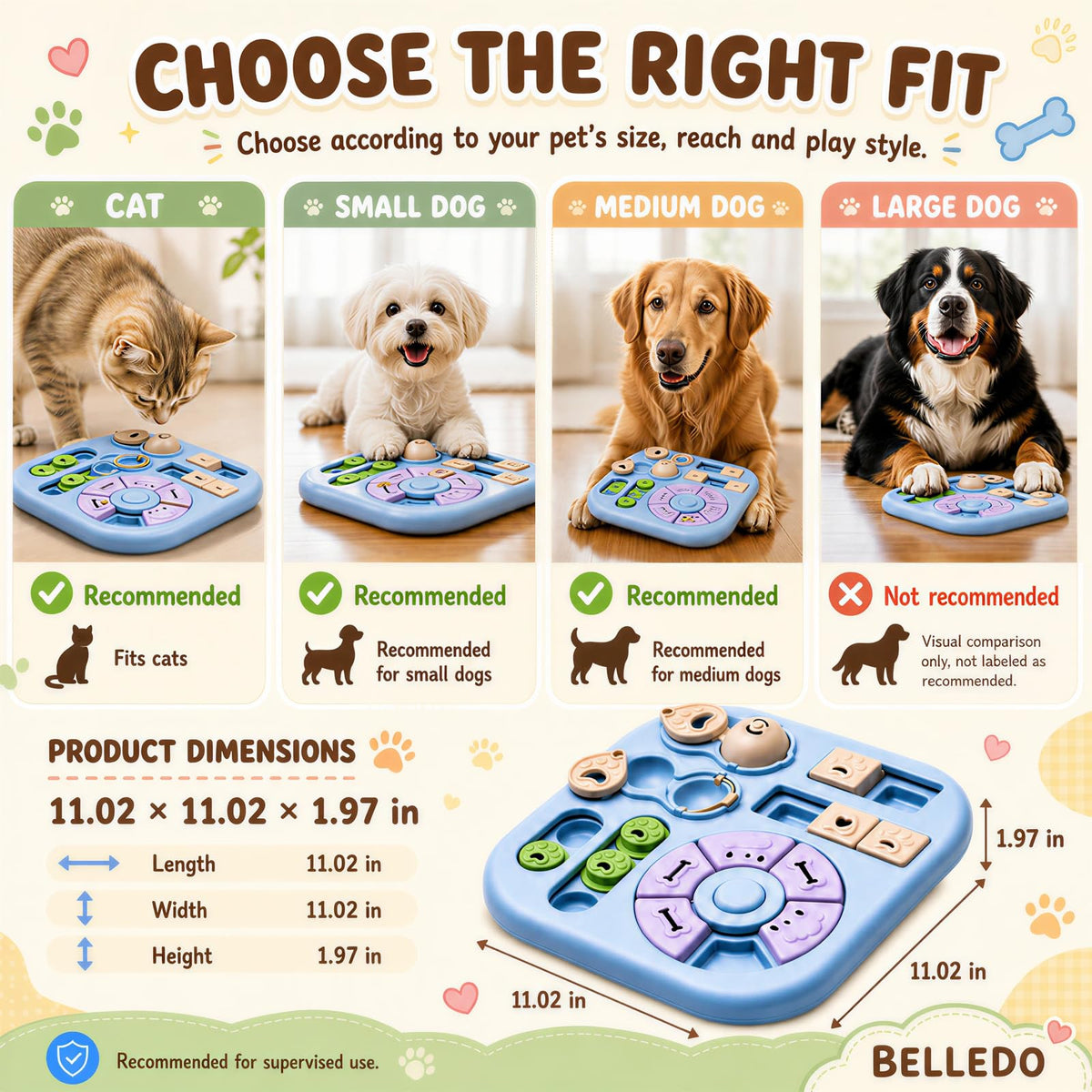 BELLEDO Interactive Dog Puzzle Toys for Smart Dogs - Mental Stimulation Puzzle Toys for Small & Medium Dogs, Treat Dispensing Dog Enrichment Toys for Beginner Dogs