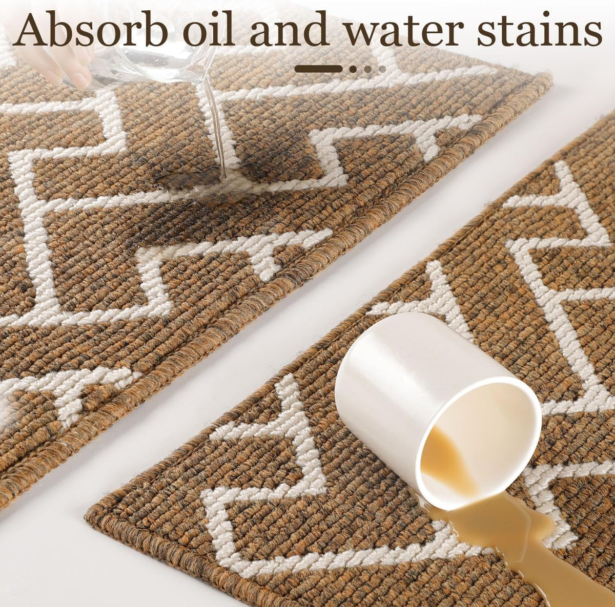 hicorfe Kitchen Rugs and Mats Sets,Super Absorbent Polypropylene Non-Slip Rug,Soft Comfort Floor Mat,Washable for Kitchen,Hallway,Office,Sink,Laundry(20" x 31.5",Brown)