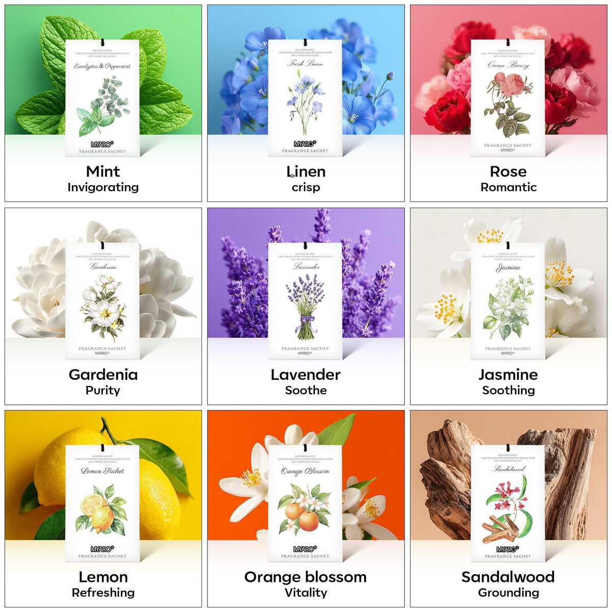MYARO 12 Pack Lavender Scented Sachets, Closet Deodorizer Car Air Freshener