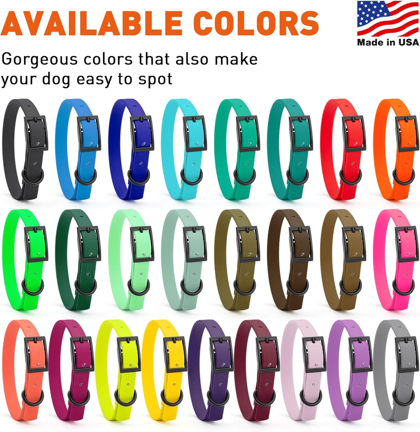 Dogline Biothane Waterproof Dog Collar Strong Coated Nylon Webbing with Black Hardware Odor- Proof for Easy Care Easy to Clean High Performance Fits Small Medium or Large Dogs, Sea Foam Green