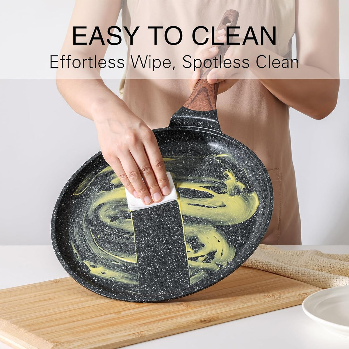 Crepe Pan Nonstick, 10 Inch Dosa Pan with Spreader, Granite Coating Comales Para Tortillas Pancake Pan, Flat Pan for Stove Top, Induction Compatible, PFOA Free