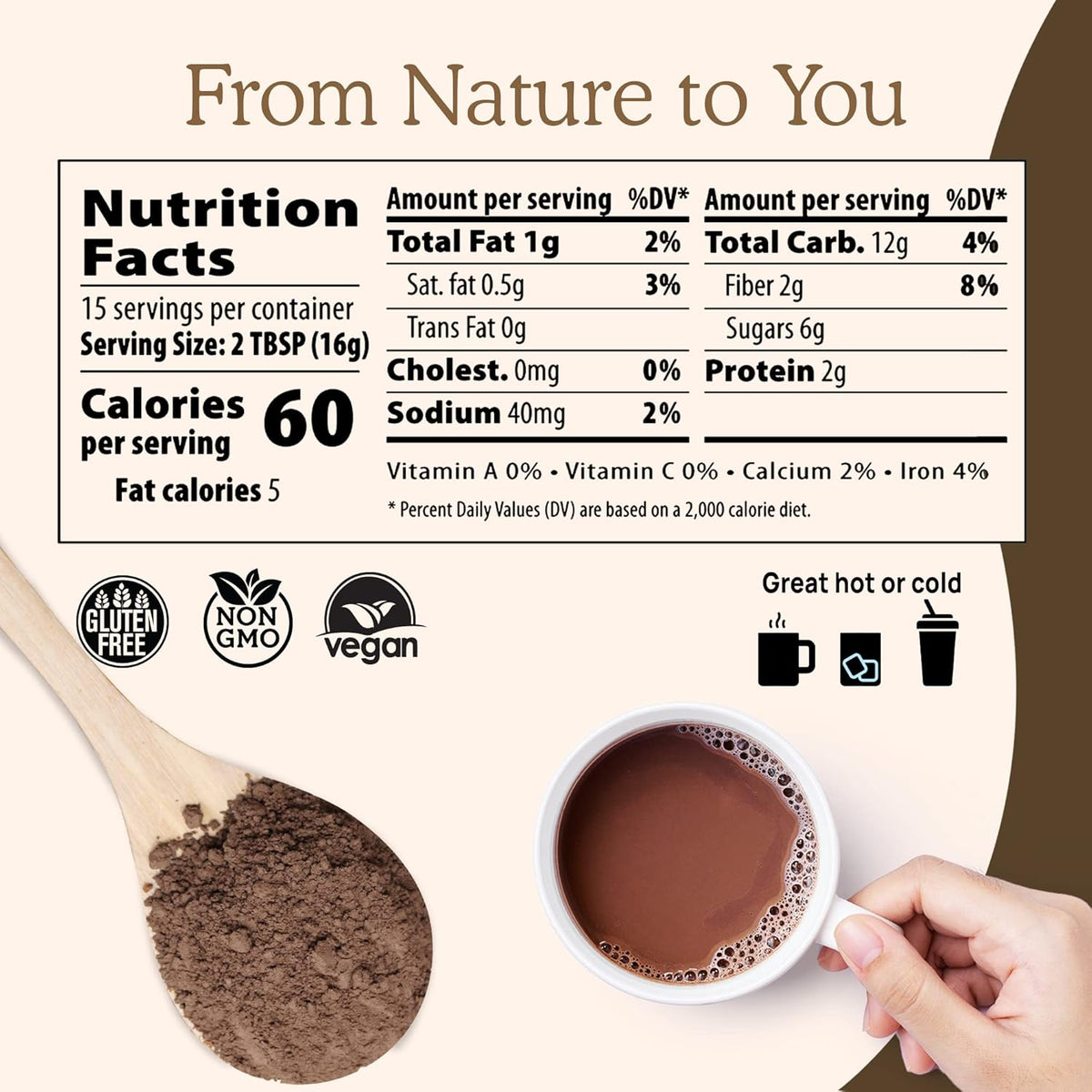Real Mushrooms Organic Hot Chocolate Mix with Reishi, Turkey Tail, Chaga, Shiitake, Maitake – Cacao Powder Organic Mushroom– 5 Defenders Mushroom Cacao Powder, Vegan, Gluten-Free, 15 Servings