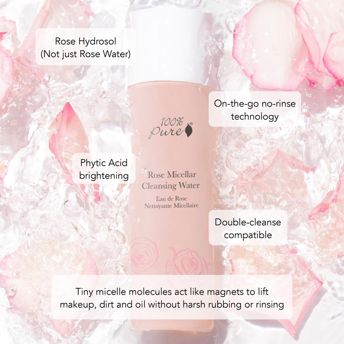 100% PURE Rose Micellar Water, 7.1 fl oz