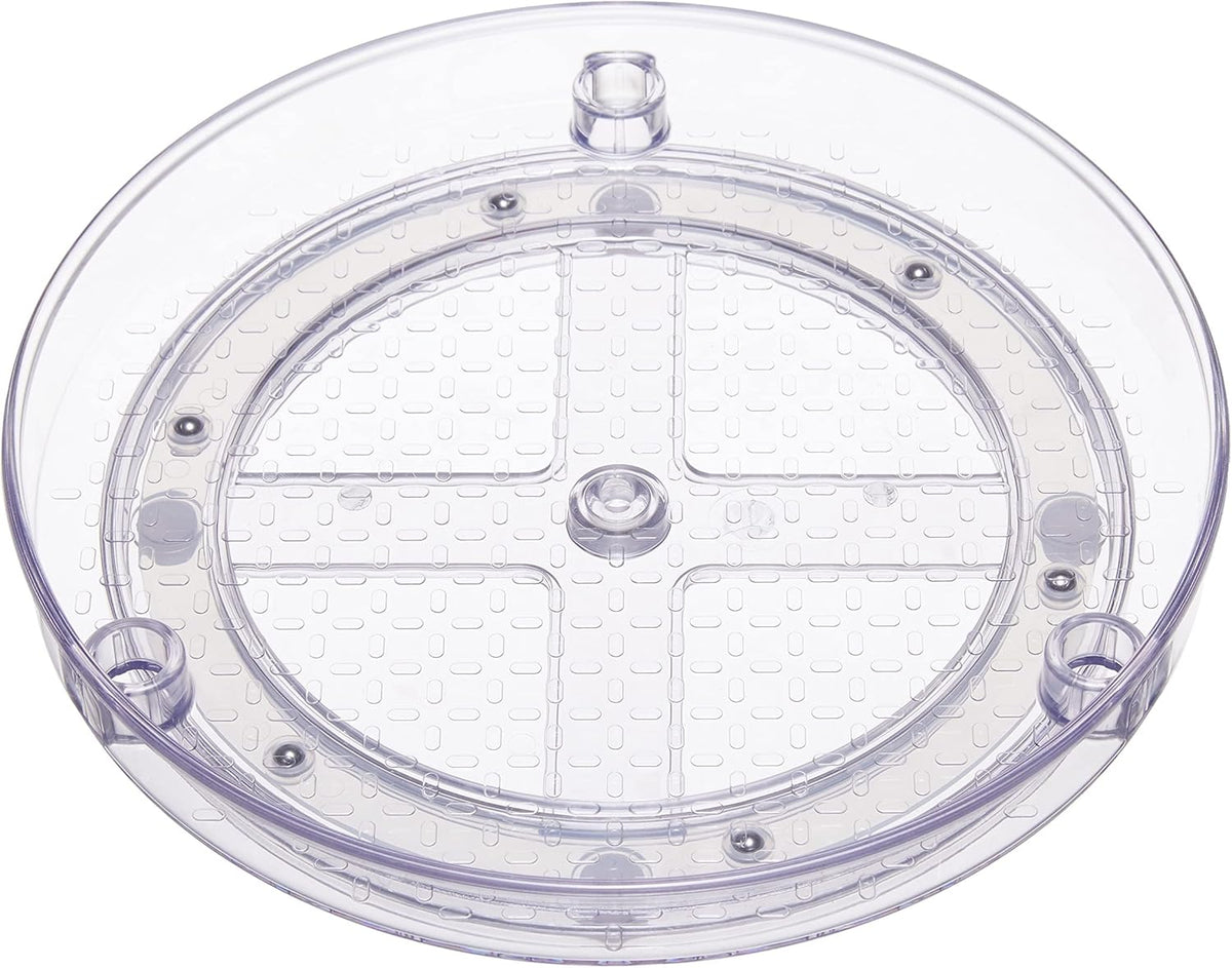 Amazon Basics Lazy Susan Turntable Organizer, 9" Diameter, 2 Tier, Clear
