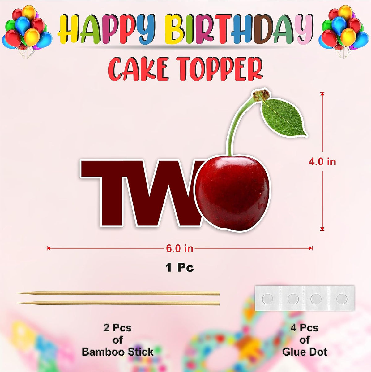 Seyal® Cherry Two Cake Topper