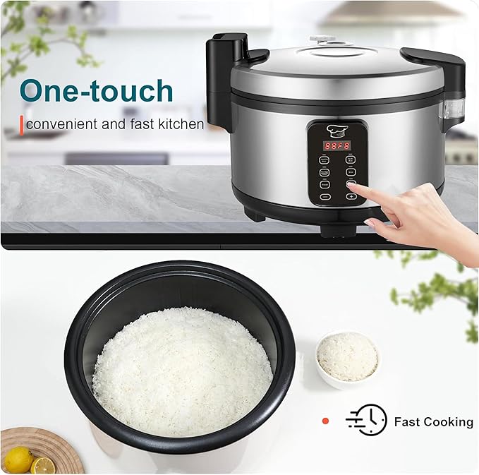 Large 15L Commercial rice cooker 84 cups cooked / 32 cups uncooked rice Electiric Rice Cooker & Rice Warmer | Automatic Warm | Stainless Steel | with One-Touch Operation