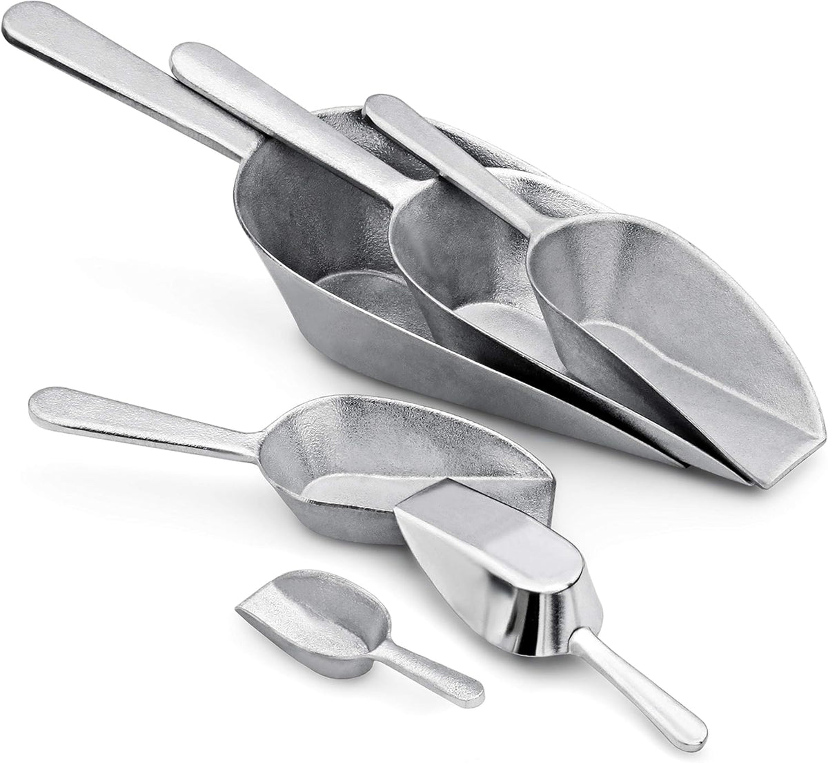 New Star Foodservice 34660 One-Piece Cast Aluminum Flat Bottom Bar Ice Flour Utility Scoop, 4-Ounce, SIlver