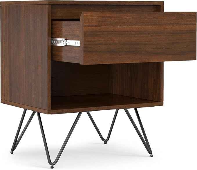 SIMPLIHOME Hunter 20 inch Wide Industrial Modern Nightstand in Walnut for the Living Room and Bedroom
