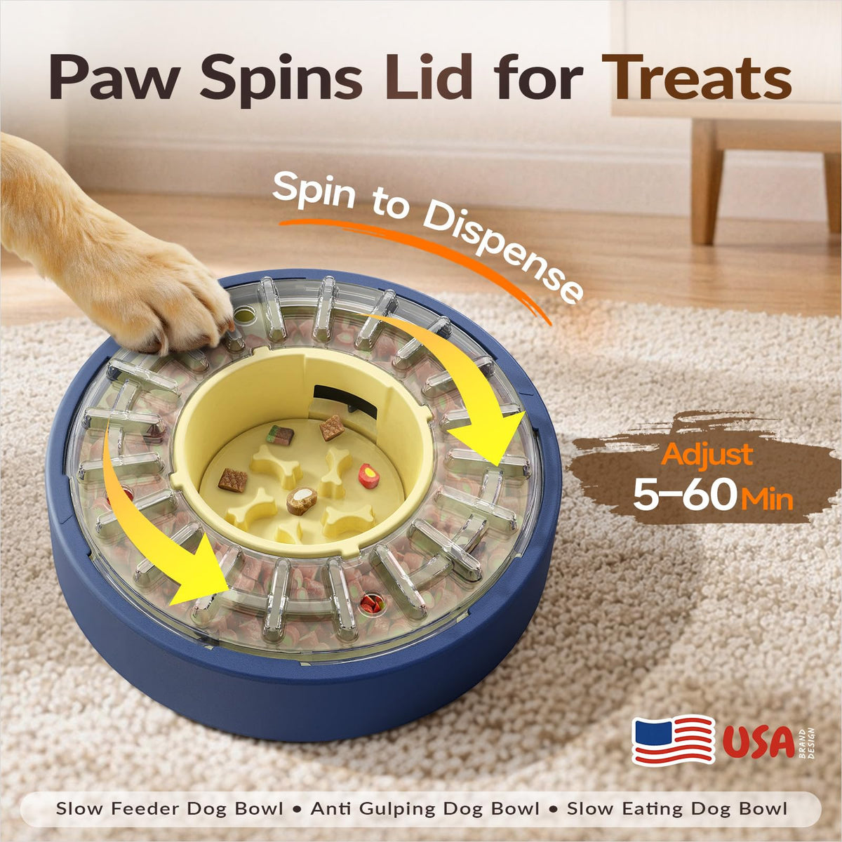 KADTC Adjustable 5-60 Min Slow Feeder Dog Bowl & Puzzle Feeder Anti-Gulping