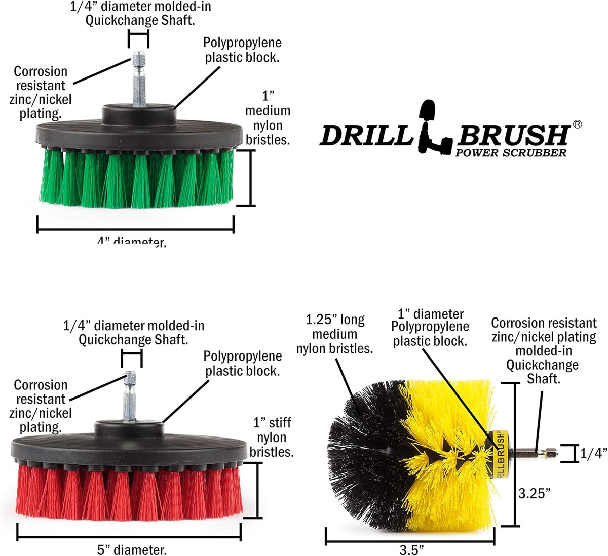 The Ultimate Drill Brush Cleaning Supplies Kit - Bathroom Accessories - Shower Cleaner - Bath Mat - Kitchen Accessories - Grout Cleaner - Dish Brush Set - Stove, Oven, Sink, Outdoor Drill Scrubber