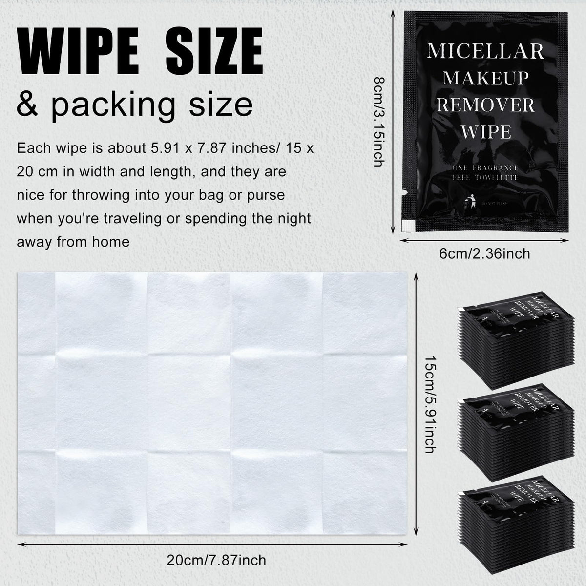 Ctosree 150 Pcs Makeup Wipes Individually Wrapped Disposable,Black