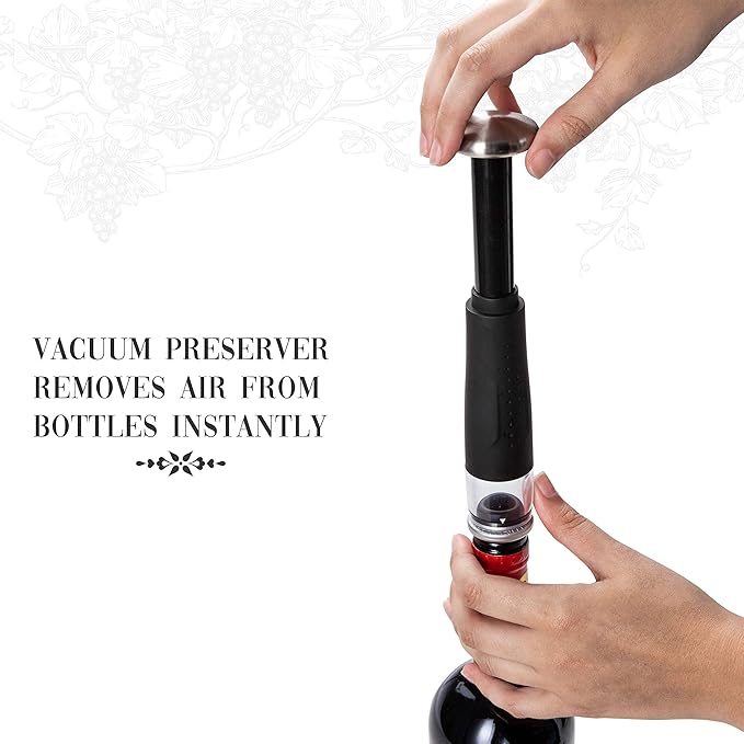 Ivation Wine Gift Set – Includes Electric Opener, Aerator, Vacuum Preserver, 2 Stoppers, Foil Cutter & Charging Base