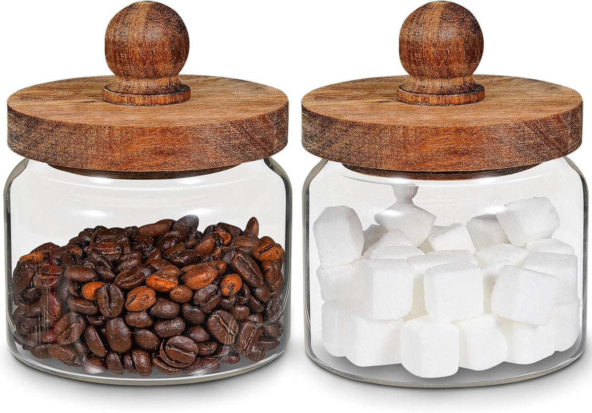 Glass Spice Jar Coffee Sugar Container Airtight Glass Jar Food Storage Canisters Bottle for Kitchen Seasoning Tea Herb Overnight Oats Bar Parfait Snacks (2 * 350ml(11.84oz))