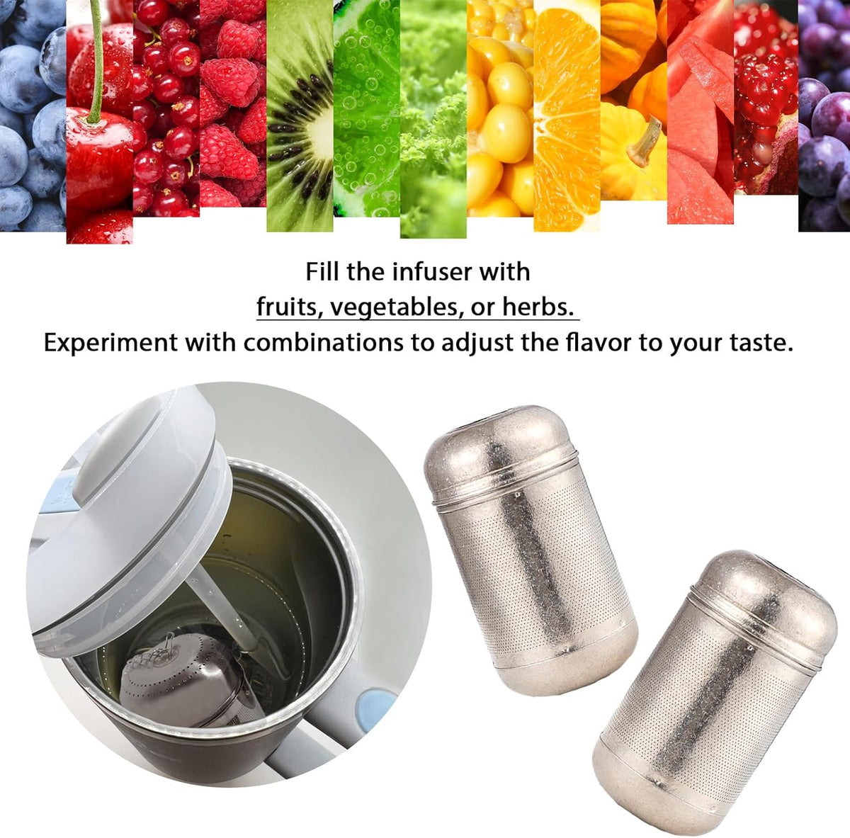 Titanium Tea Infuser for Loose Leaf & Fruit - Extra Fine Mesh Strainer Insert, Screw-Top Lid, Reusable Filter for Herbs, Lemon, Cucumber, Coffee & Spices