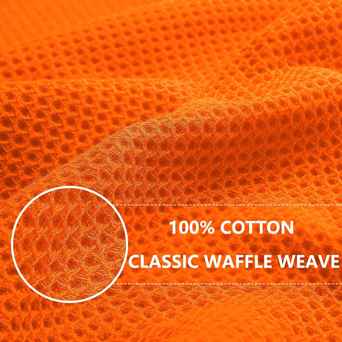 Homaxy 100% Cotton Waffle Weave Kitchen Dish Towels, Ultra Soft Absorbent Quick Drying Cleaning Towel, 13 x 28 Inches, 6-Pack, Orange