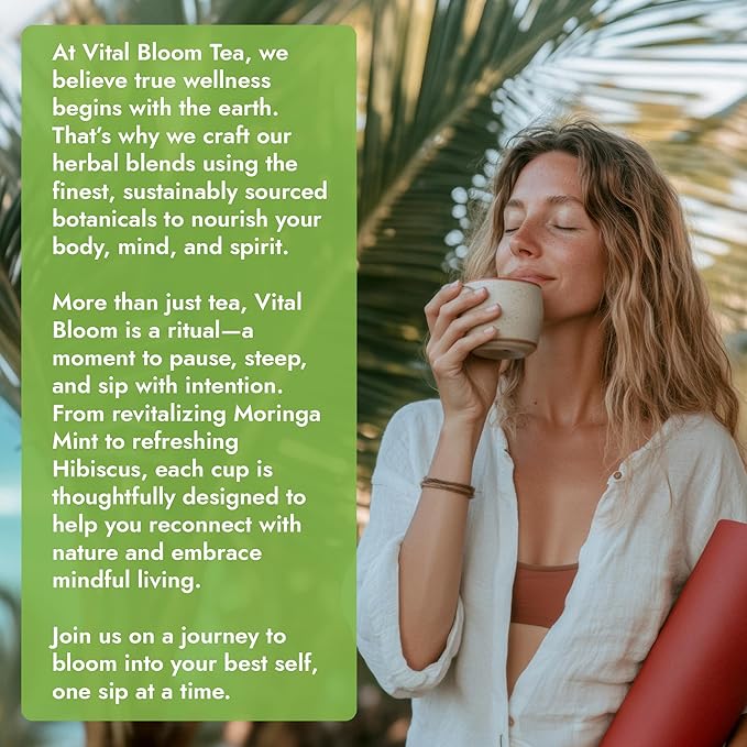 Vital Bloom Mullein Leaf Tea, 120 Tea Bags, 100% Pure Mullein Leaves, support for Lungs Cleanse and Respiratory Support, Bleach Free Tea Bags, Non GMO (Free Tongs Included)