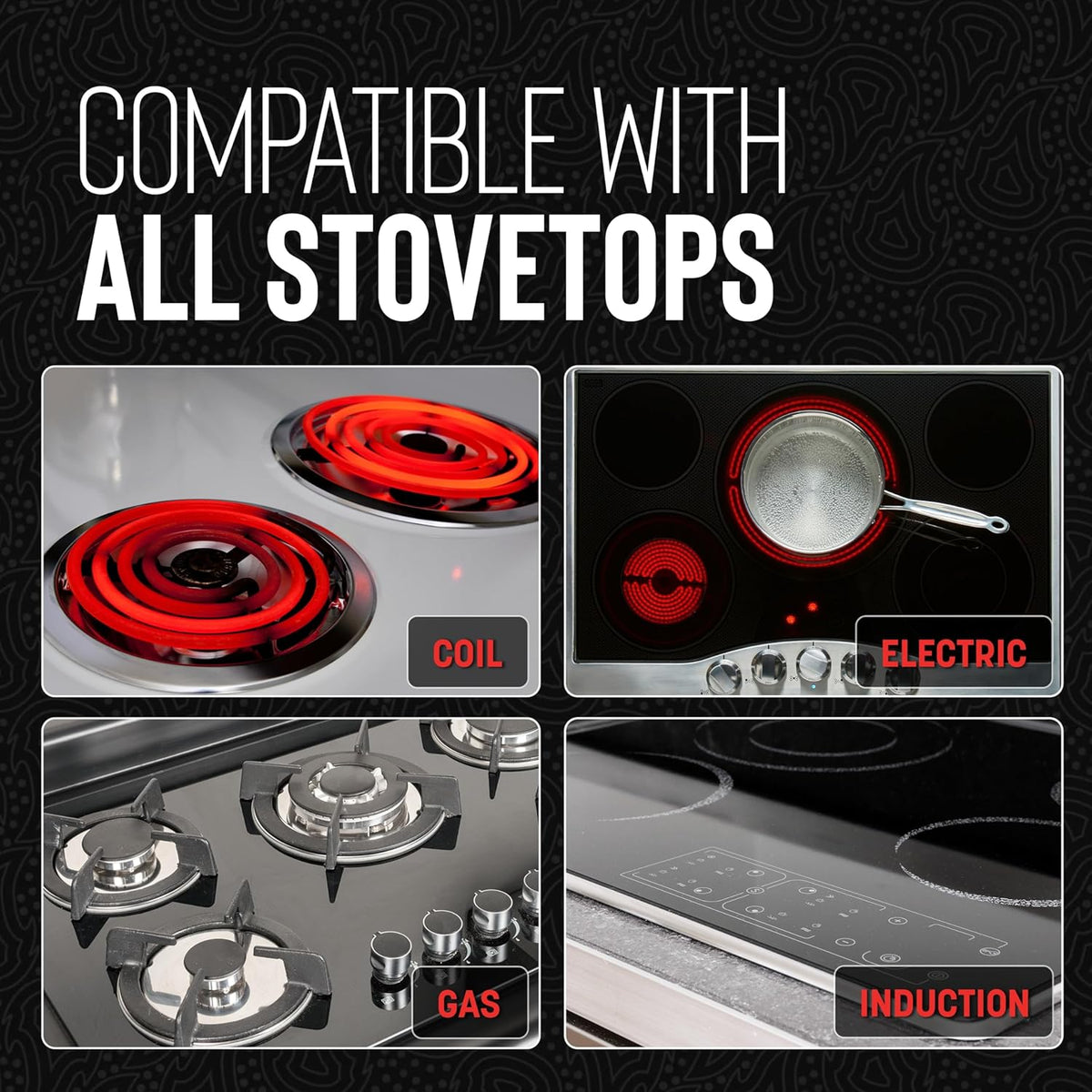 Hell's Kitchen Hybrid 9.5" Frying Pan, Tri-Clad Stainless Steel and Nonstick Ceramic PFAS Free, no PFOA, no PTFE, no Teflon, Non Toxic Cookware, Metal Utensil Safe, All Cooktops, Oven Safe