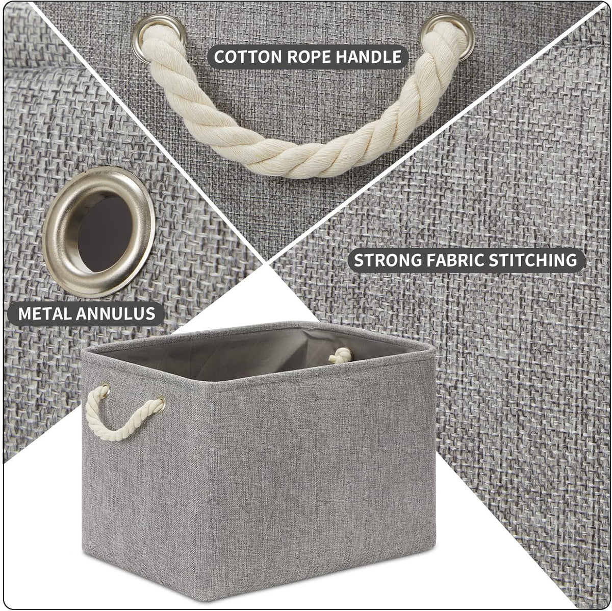 DULLEMELO Fabric Storage Bins 16x12x12 inches, Large Rectangular Storage Baskets 2 Pack, Collapsible Storage Organizer Decorative Storage Boxes for Closet, Toys, Clothes, Home, Office (Grey)