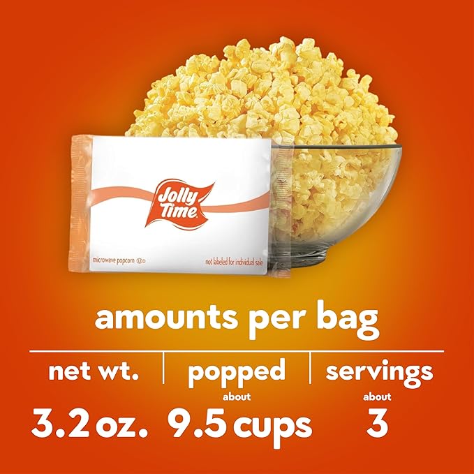 Jolly Time Blast O Butter, Ultimate Movie Theater Butter Microwave Popcorn, 3.2oz Sharing Bag, 3 Bags Per Carton (Blast O Butter, 3.2 Ounce (Pack of 12))