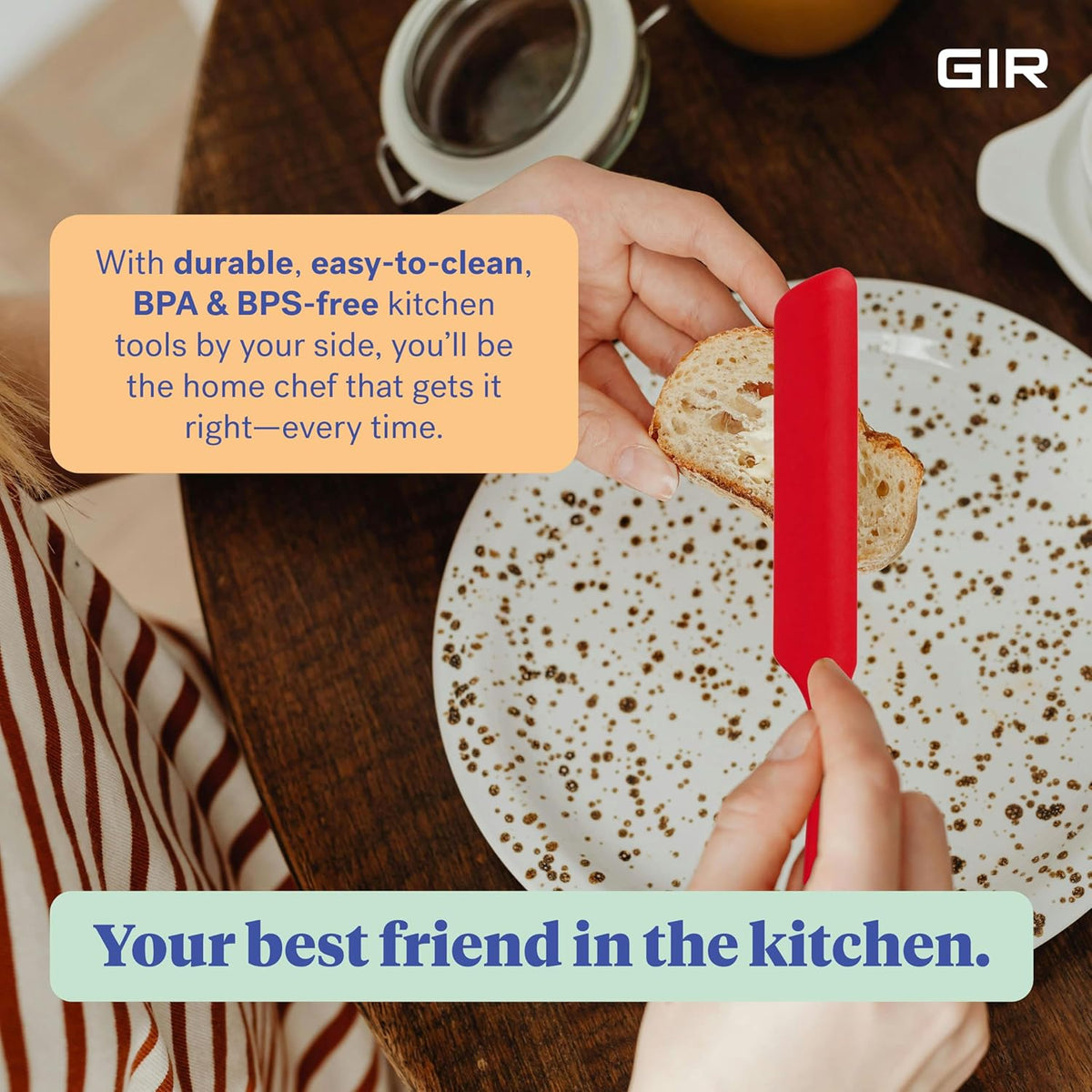 GIR: Get It Right Silicone Scraper Spatula - 10.07In x 1.7In - Red - Heat-Resistant to 425°F & Dishwasher Compatible - Silicone Icing Spreader & Butter Spreader - Ergonomic Handle