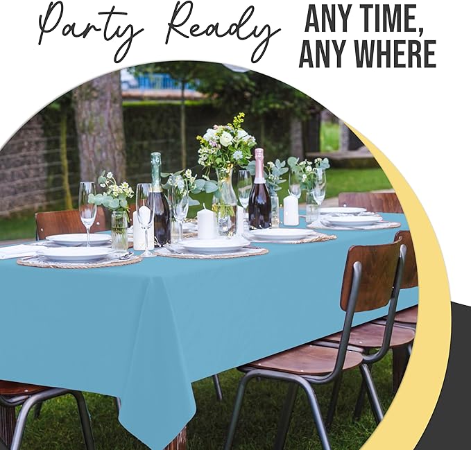 Exquisite 66% Thicker Premium Plastic Table Cloth Rectangle Table Cover 0.5 Mil 12 Pack Sky Blue Table Cloth 54 Inch x 108 Inch Disposable Tablecloth Won't Tear Easily Like Cheap Thin Brands