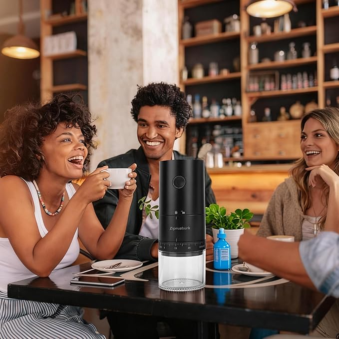 First Grind-While-Charging Rechargeable Coffee Grinder, 1.7X Faster Grinding with Portable Electric Burr Coffee Grinder with 38 Adjustable Grind Settings (CERAMIC BURR - Black)