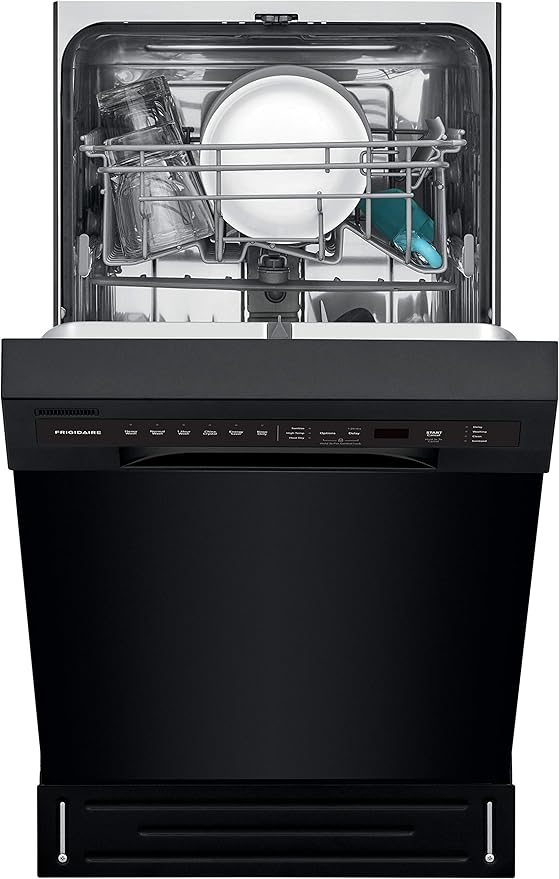 Frigidaire 18 in. ADA Compact Front Control Dishwasher in Black with Dual Spray Arms, 52 dBA, includes room-of-choice delivery