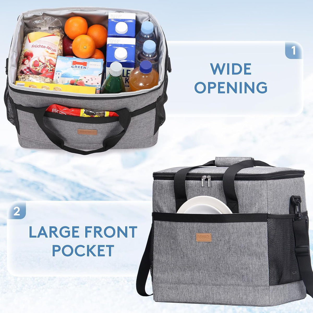 Lifewit Cooler Bag 30/50/60 Cans Collapsible and Insulated Large Lunch Bag Leakproof Soft Cooler Portable Tote for Camping/BBQ/Family Outdoor Activities