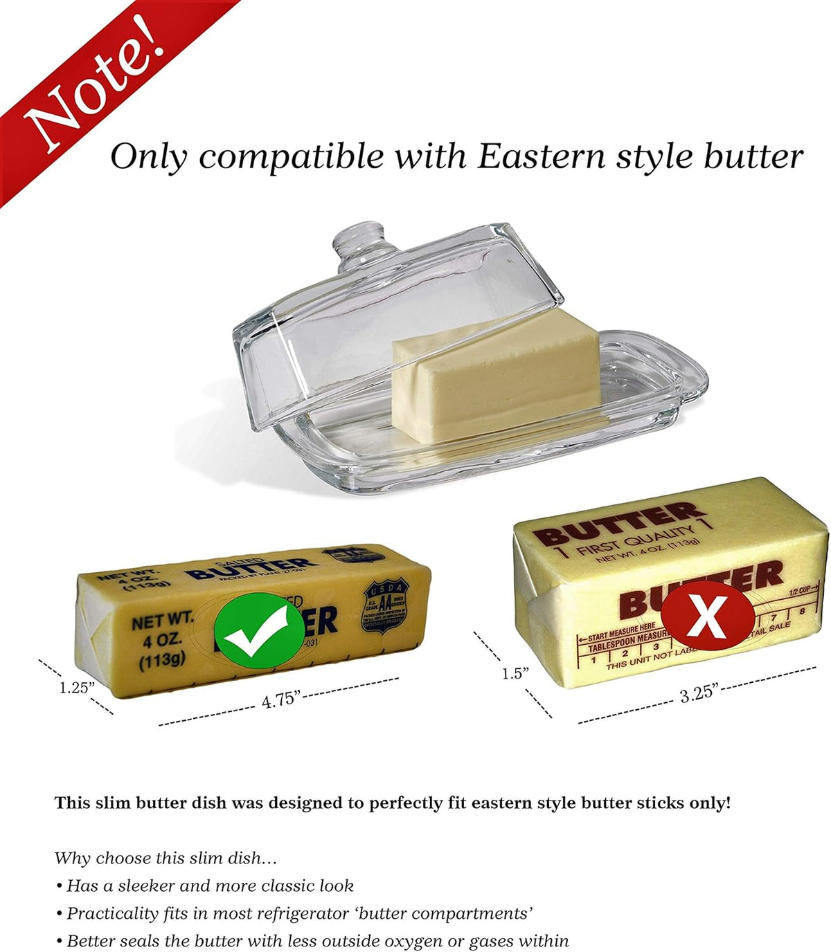 Bezrat Lead-Free Crystal Covered Modern French Butter Dish with Handle and Lid
