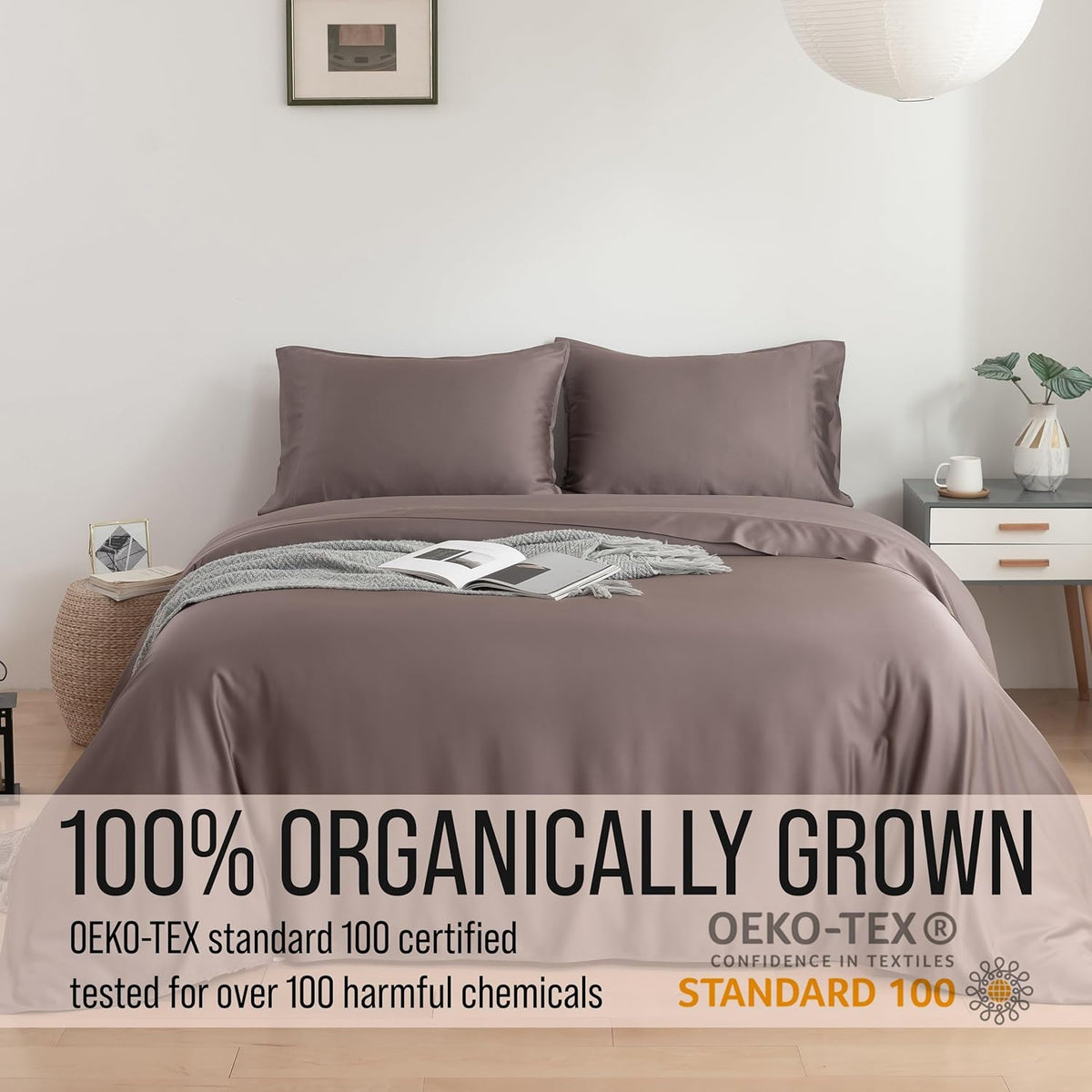 Bella Coterie Luxury Bamboo Viscose Split King Size Sheet Set | 100% Organically Grown | Ultra Soft | Cooling for Hot Sleepers | 18" Deep Pocket [Mocha]