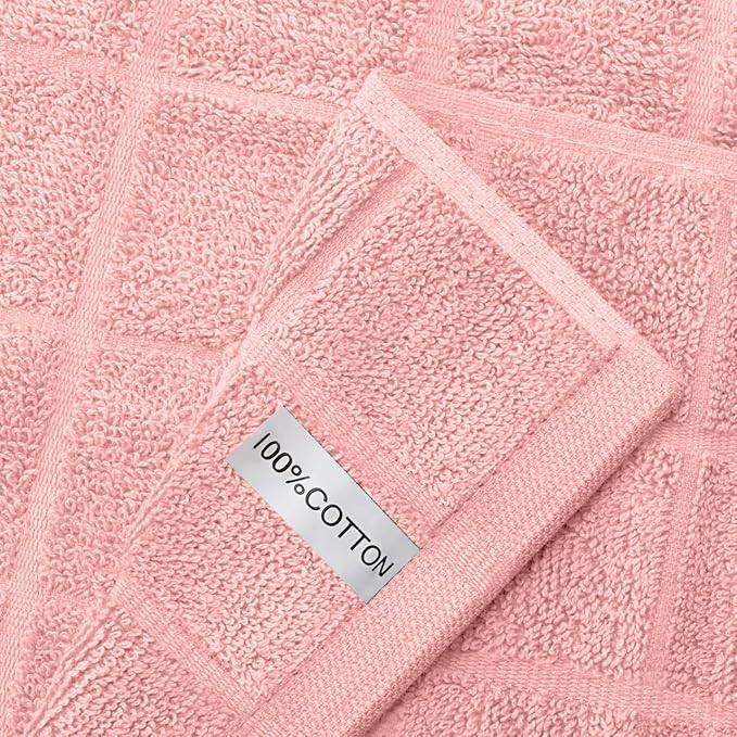 Oven Mitts Pot Holders Sets/Kitchen Towels and Dishcloths, Oven Gloves Kitchen Dish Towels 500 Degree Heat Resistant Potholders with Non-Slip Silicone Surface for Cooking, Grilling, Baking-Pink