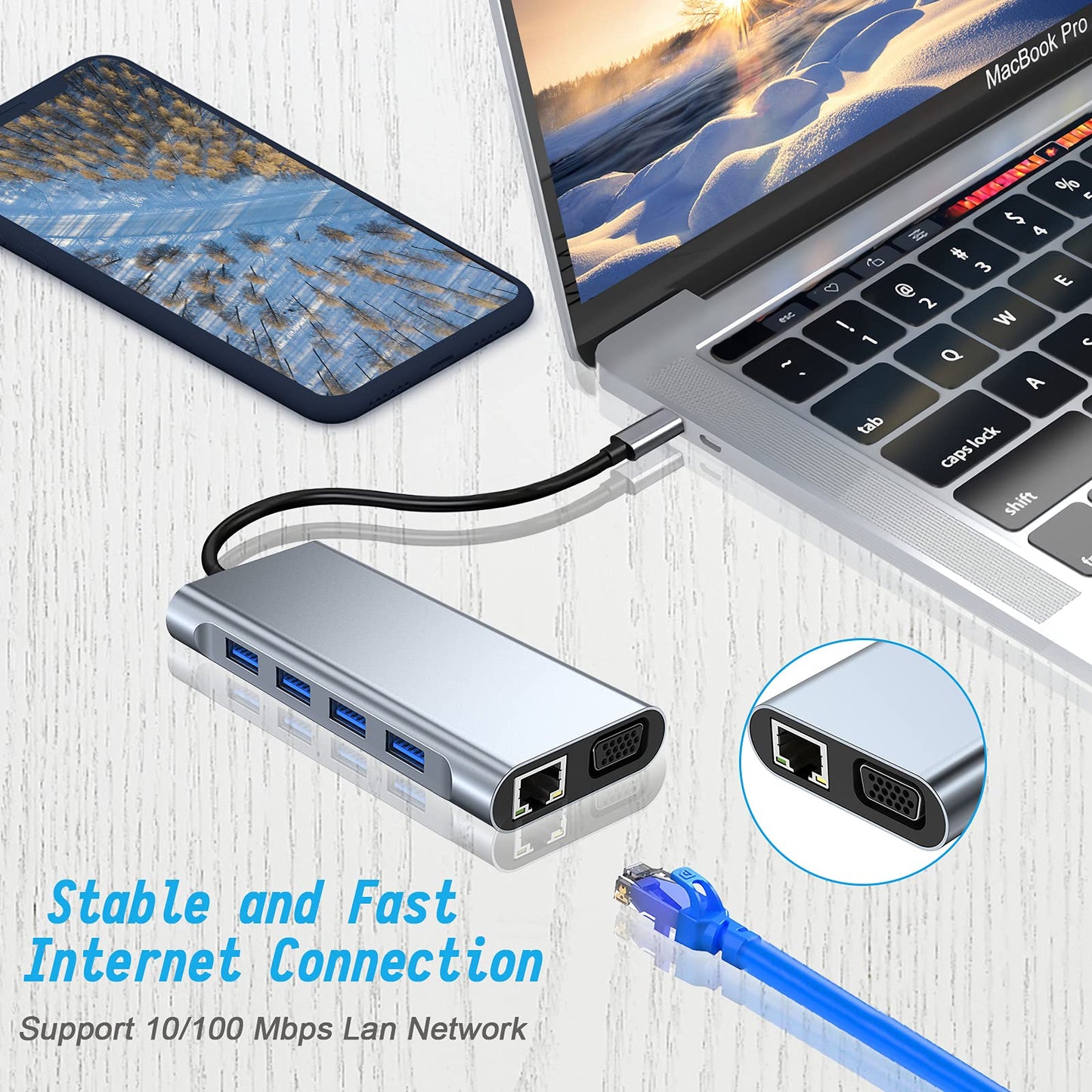 SZPACMATE USB C HUB 11 in 1 Docking Station Compatible with MacBook Pro/Air