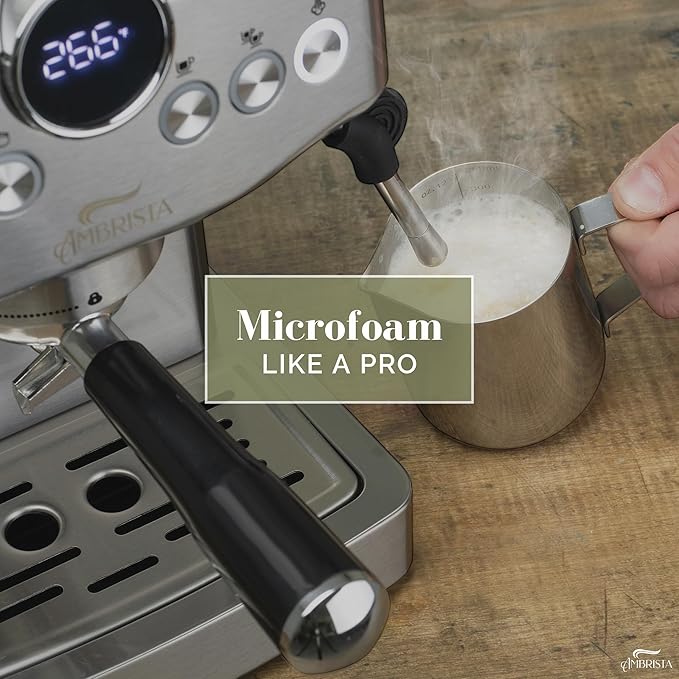 Espresso Machine 20 Bar with Steam Milk Frother | Stainless Steel Espresso Maker with Customizable Brewing Temperature | 60oz Removable Water Tank | Perfect for Cappuccinos, Lattes and More