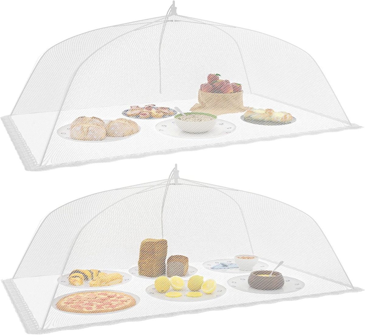 Simply Genius Food Tents for Outdoor Serving - 2-Pack Extra Large 39 in x 24 in, White - Mesh Cover & Foldable Nets for Outdoor Entertaining & Party Supplies, Picnic & Backyard Essentials