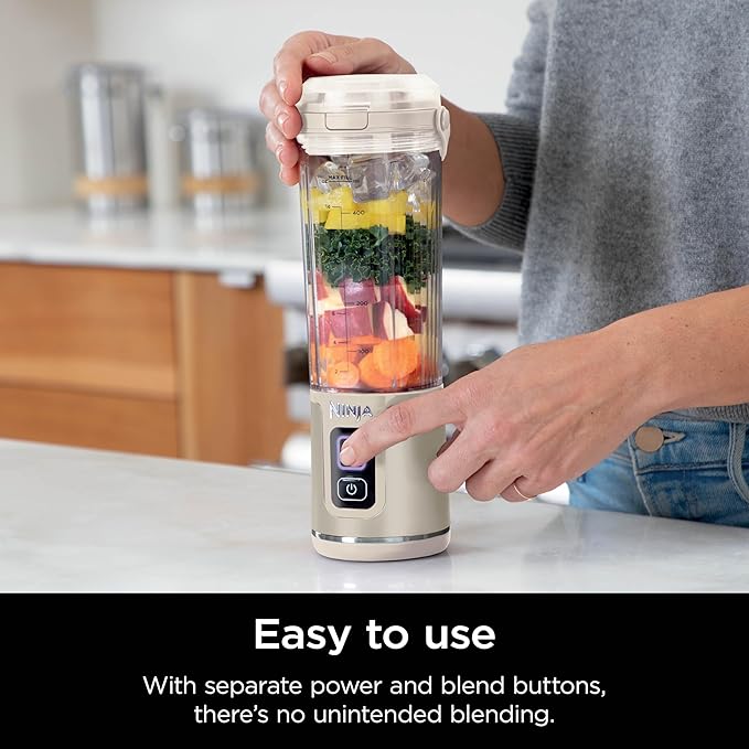 Ninja Blast Portable Blender, Cordless, 18oz. Vessel, Personal Blender For-Shakes and Smoothies, BPA Free, Leakproof-Lid and Sip Spout, USB-C Rechargeable, Dishwasher Safe Parts, Vanilla Bean, BC151VB