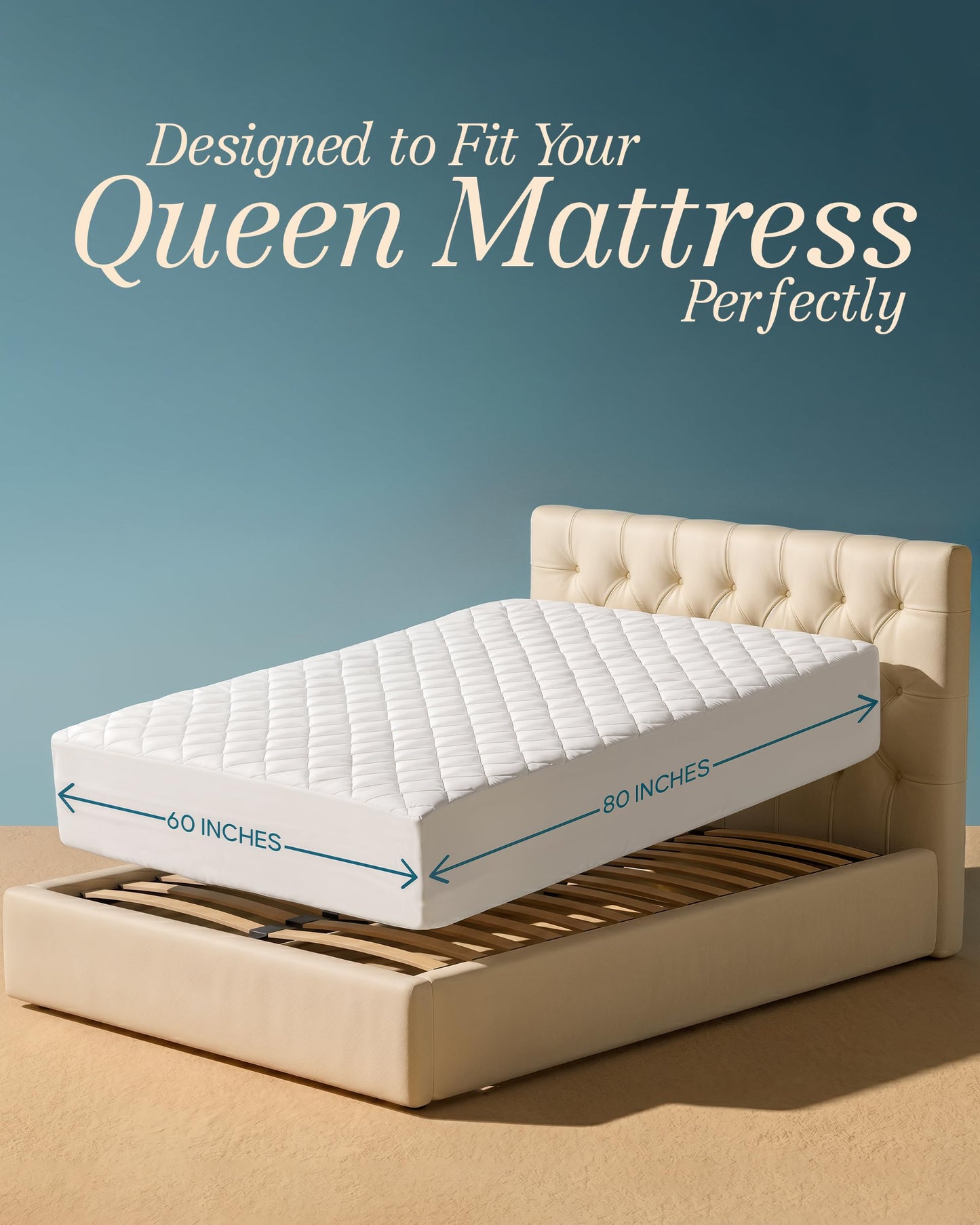 Queen Mattress Pad, Quilted Mattress Protector Topper fits 16" Deep Pocket