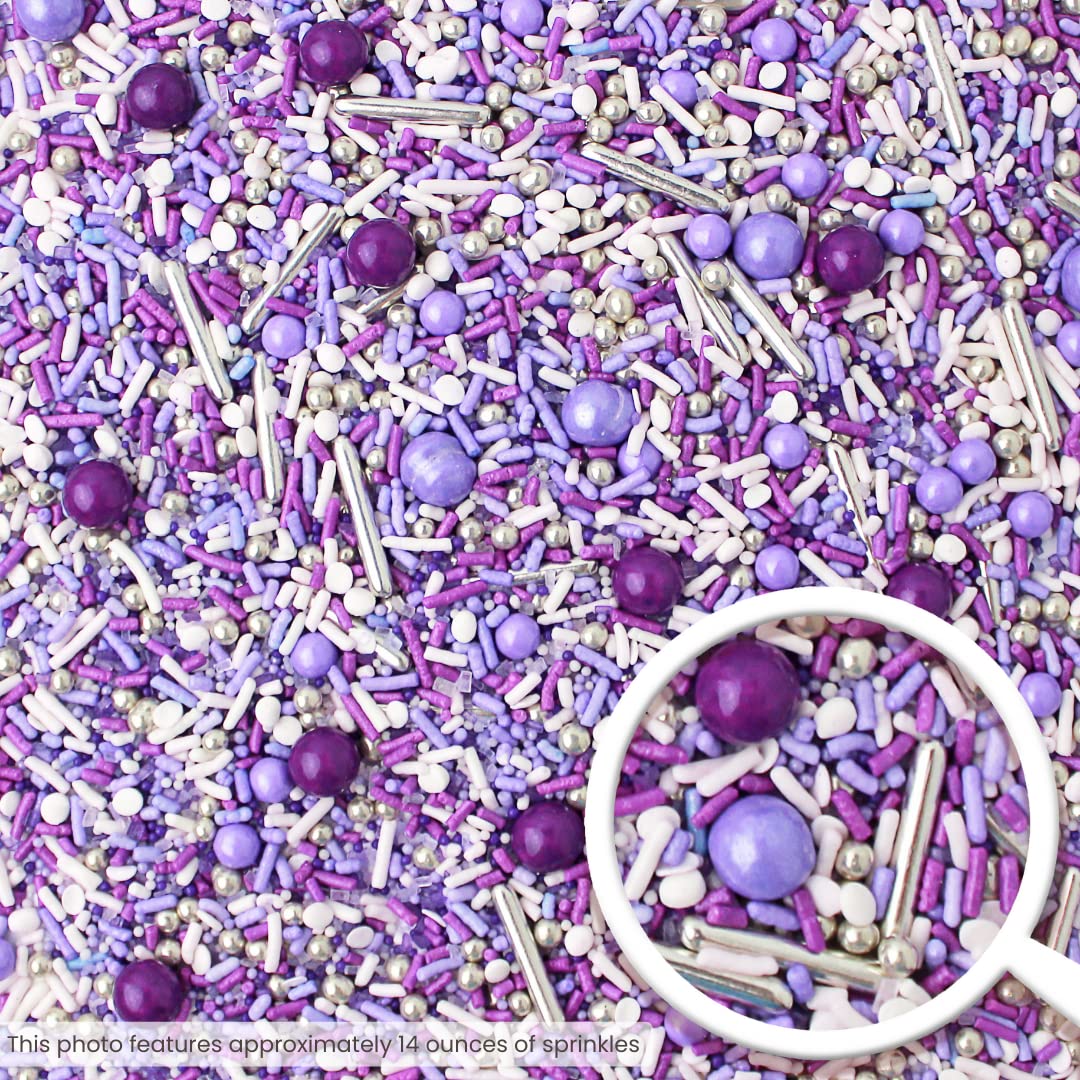 Sprinkle Pop Perfectly Purple Sprinkle Mix| Monochromatic Mix of Rich Purple White & Lavender Sprinkles Made in USA for Decorating Valentine’s Day Bridal Shower Birthday Cakes Cookies Cupcakes, 4oz