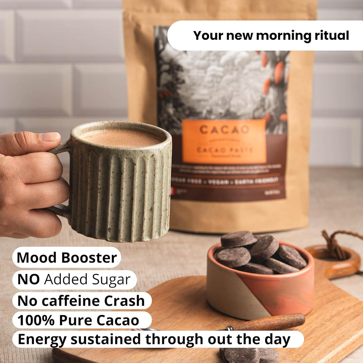 Cacao Adventures Ceremonial Grade CacaoDairy Free & Vegan | Unsweetened | Ethically sourced and sustainably grown | Vegan Peruvian Cacao Ceremonies, 1 Pound (Pack of 1)
