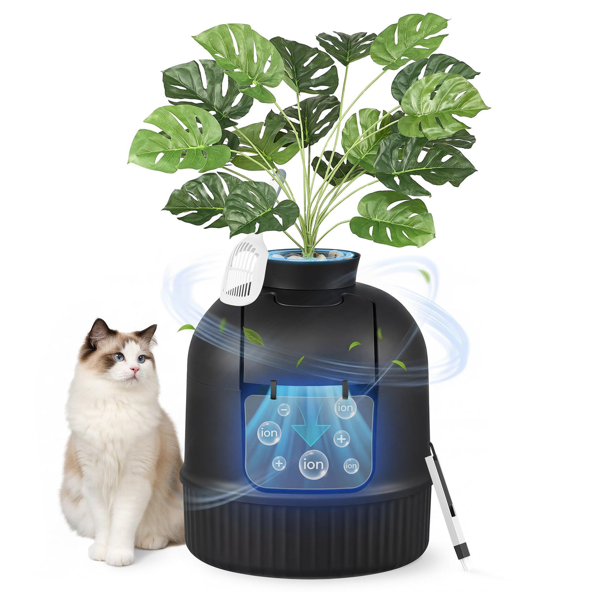 Feandrea Plant Cat Litter Box Enclosure with Artificial Plant,19.3" L Inch