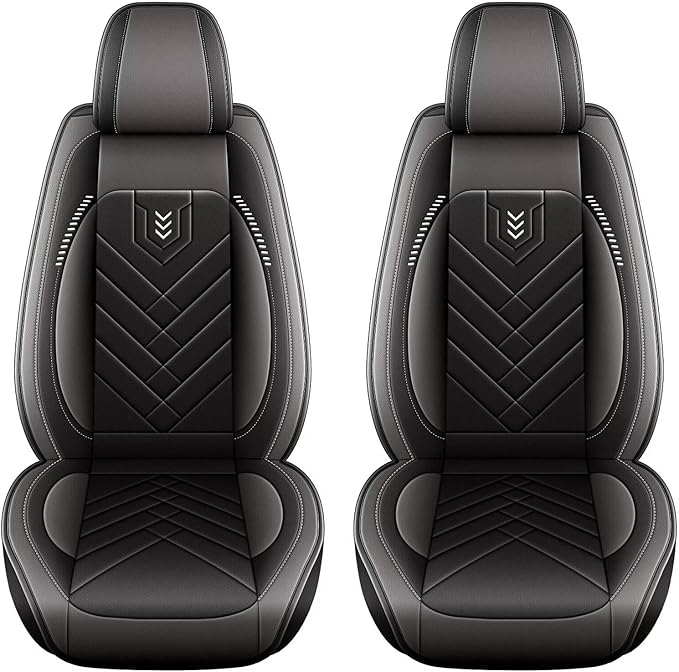 AOMSAZTO Car Seat Covers Front Set Fit for Ford Edge 2007-2026 Faux Leather Waterproof Seat Covers Automotive Seat Cushion Protector(2 Seats, Black&Grey)