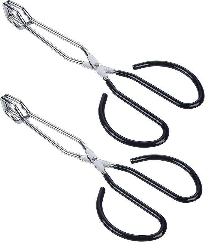 MSY BIGSUNNY Stainless Steel Scissor Tongs Heavy Duty Cooking Tongs with Soft Handles (2, black 10" + 10")