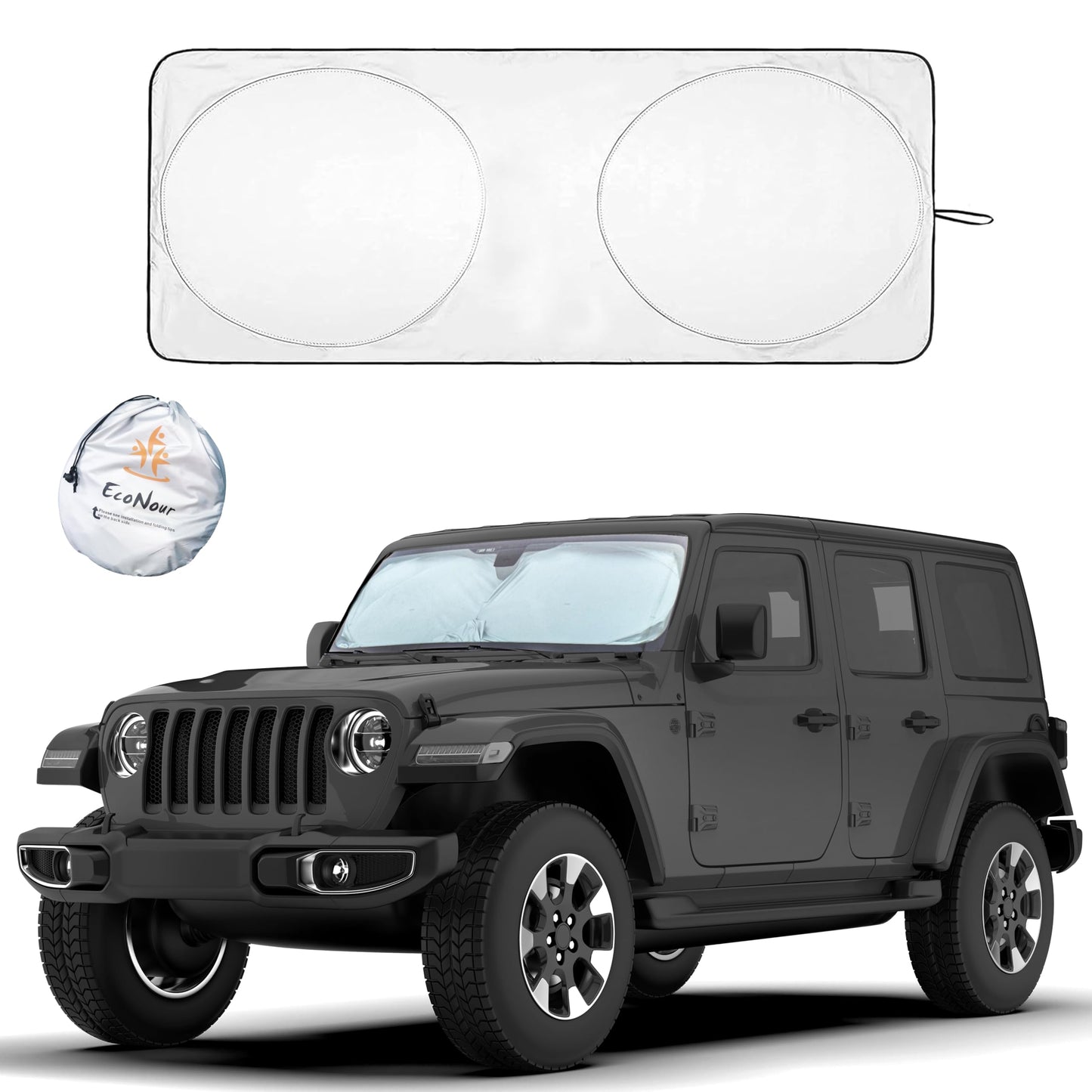 EcoNour Jeep Windshield Sun Shade, Foldable UV Sun Shield, Jeep Accessories