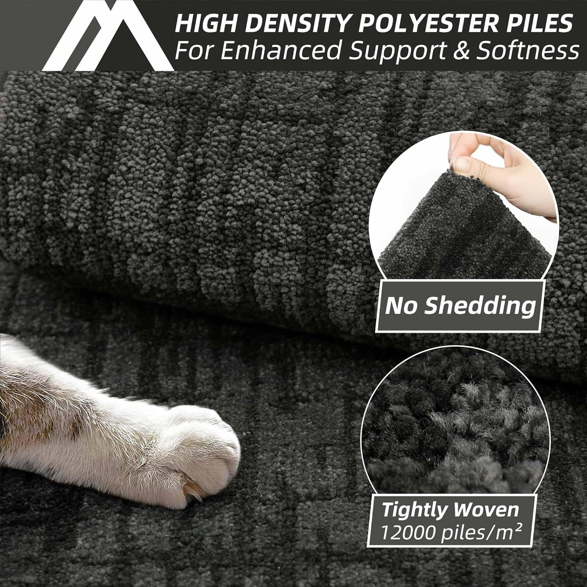 COSY HOMEER Kitchen Rugs 20"x32"+20"x48" Absorbent Soft Kitchen Mats for Floor Non Slip Kitchen Runner Rug Polyester Washable Kitchen Floor Mats for Sink Mat,Hallway,Laundry,Dark Grey