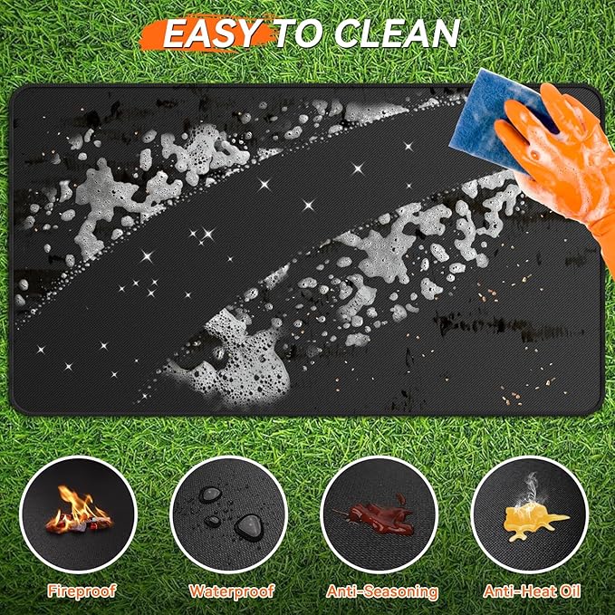 100x39 inches Extra-Large Under Grill Mats for Outdoor Grill, Double-Sided Fireproof Multi-Grill Protective Mat, Oilproof Waterproof BBQ Fire Pit Fireplace Mat