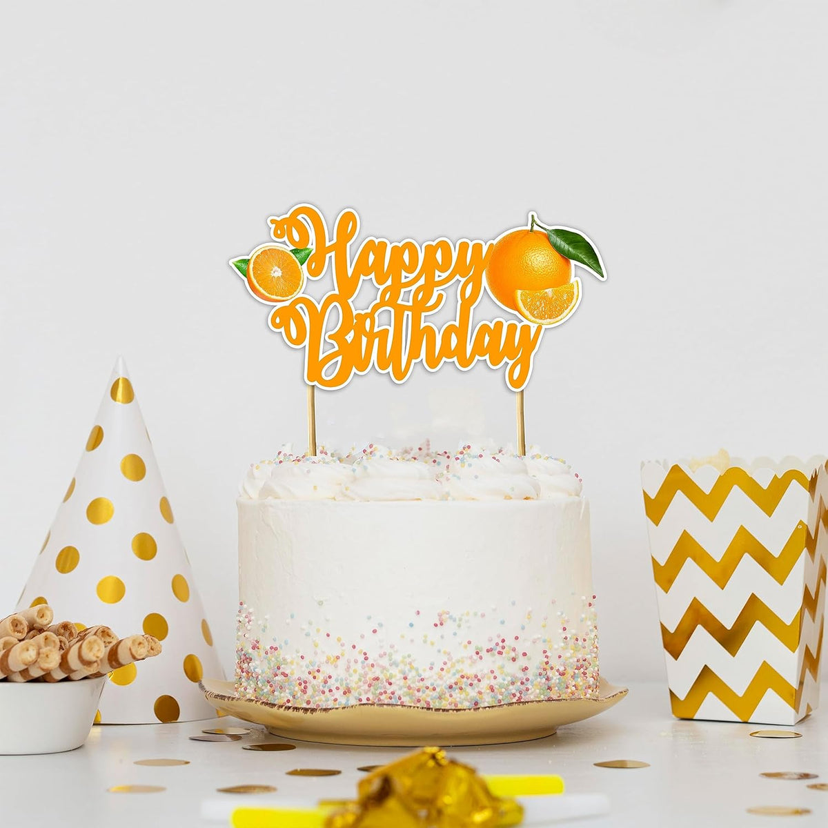 Seyal® Orange Happy Birthday Cake Topper