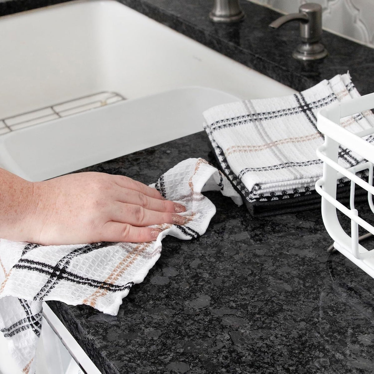 T-fal Premium Waffle Dish Cloths: Highly Absorbent, Super Soft Long Lasting - 100% Cotton, 12"x13" Towel for Cleaning & Drying, (12-Pack), Neutral